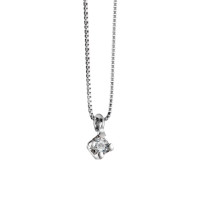 Halskette mit Anhänger 750/18 K Weissgold Diamant 0.03 ct, vsi 42 cm-564281
