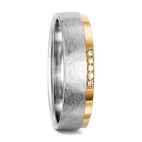Partnerring 750/18 K Weissgold, 750/18 K Gelbgold Diamant weiss, 0.025 ct, 5 Steine, tw-si-564587