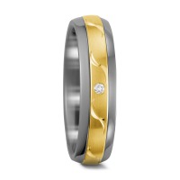 Partnerring Titan, 585/14 K Gelbgold Diamant 0.01 ct, w-pi1-564929