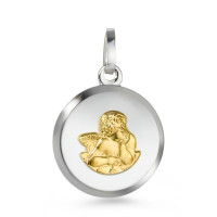 Anhänger 750/18 K Weissgold, 750/18 K Gelbgold Schutzengel Ø14 mm-565021