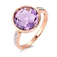 Fingerring 750/18 K Rotgold Amethyst violett, 0.04 ct, 10 Steine, Brillantschliff, w-si-565857