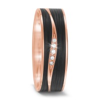 Partnerring 585/14 K Rosegold, Carbon Diamant 0.034 ct, 5 Steine, tw-si-567222