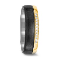 Partnerring Titan, Carbon, 750/18 K Gelbgold Diamant 0.11 ct, 11 Steine, w-si-567678