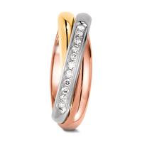 Partnerring 750/18 K Gelbgold, 750/18 K Rotgold, 750/18 K Weissgold Diamant 0.11 ct, 11 Steine, w-si-567834