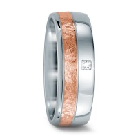Partnerring Edelstahl, 585/14 K Rotgold Diamant 0.01 ct, w-pi1-567842