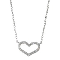 Collier Silber Zirkonia rhodiniert Herz 41-44 cm verstellbar-569235