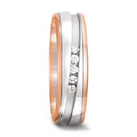 Partnerring 750/18 K Rotgold, 750/18 K Weissgold Diamant 0.10 ct, 5 Steine, w-si-572438
