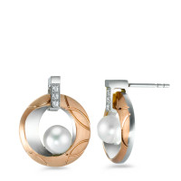 Ohrhänger Edelstahl Zirkonia 6 Steine rosé IP beschichtet Ø15 mm-572822