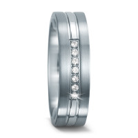 Fingerring Edelstahl Zirkonia weiss, 7 Steine, rund-573131
