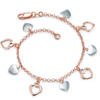 Armband Silber rosé vergoldet Herz 19 cm Ø9 mm-573529