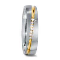 Partnerring Edelstahl Zirkonia 7 Steine gelb IP beschichtet-574955