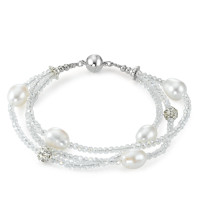 Armband Edelstahl Kristall Süsswasserzuchtperle, 5 Perlen, 9 mm 18 cm-575309