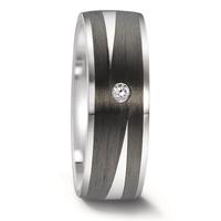Fingerring Edelstahl, Carbon Zirkonia-575441