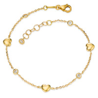 Armband 750/18 K Gelbgold Zirkonia 5 Steine Herz 16-18 cm verstellbar-577428