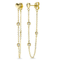 Ohrhänger 750/18 K Gelbgold Zirkonia 6 Steine Herz Ø3 mm-577468