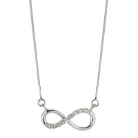Halskette mit Anhänger 750/18 K Weissgold Zirkonia 8 Steine Infinity 42 cm-577493