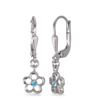 Ohrhänger Silber Zirkonia hellblau, 2 Steine rhodiniert Blume Ø7 mm-579895