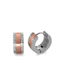 Klappcreolen Edelstahl Zirkonia 14 Steine rosé IP beschichtet-580179