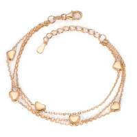 Armband Silber vergoldet Herz 16-19 cm verstellbar-581024