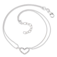 Fusskettchen Silber Zirkonia Herz 23-26 cm verstellbar-582592