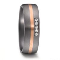 Partnerring 999 Tantal, 585/14 K Rosegold Diamant 0.05 ct, 5 Steine, w-si-582688