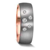 Partnerring 999 Tantal, 585/14 K Rotgold Diamant 0.14 ct, 5 Steine, w-si-582703