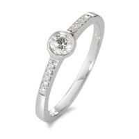 Solitär Ring 750/18 K Weissgold Diamant weiss, 0.22 ct, 11 Steine, Brillantschliff, w-si Ø4.5 mm-583593