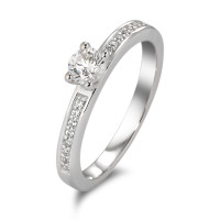 Solitär Ring 375/9 K Weissgold Zirkonia weiss, 17 Steine Ø4 mm-583708