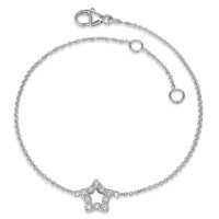 Armband 375/9 K Weissgold Zirkonia 10 Steine Stern 15.5-17.5 cm verstellbar-584225