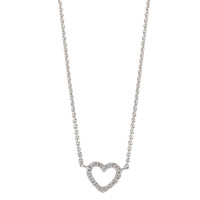 Collier 375/9 K Weissgold Zirkonia 14 Steine Herz 40-42 cm verstellbar-584226