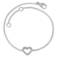Armband 375/9 K Weissgold Zirkonia 14 Steine Herz 16-18 cm verstellbar