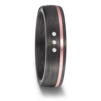 Partnerring 585/14 K Rosegold, Carbon Diamant 0.03 ct, 3 Steine, w-si-585139