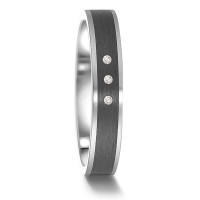 Partnerring Edelstahl, Carbon Diamant 0.024 ct, 3 Steine, tw-si-585315