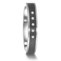 Partnerring Edelstahl, Carbon Diamant 0.04 ct, 5 Steine, tw-si-585316
