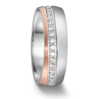 Partnerring Edelstahl Zirkonia rosé IP beschichtet-585545