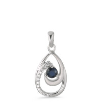 Anhänger Silber Saphir blau, Zirkonia weiss, 12 Steine rhodiniert-585716