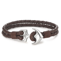 Armband Leder, Edelstahl Anker 18.5 cm-586271