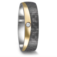 Fingerring Edelstahl, Carbon Zirkonia gelb IP beschichtet-587058