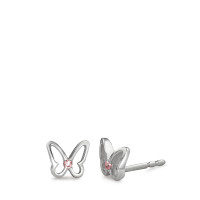 Ohrstecker Silber Zirkonia rosa, 2 Steine rhodiniert Schmetterling-588144