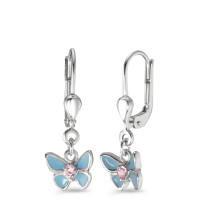 Ohrhänger Silber Zirkonia rosa lackiert Schmetterling-588175