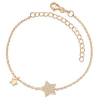 Armband Silber Zirkonia gelb vergoldet Stern 16-19 cm verstellbar-588352