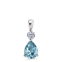 Anhänger Silber Topas blau, Zirkonia weiss rhodiniert-588755