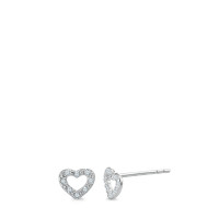 Ohrstecker 375/9 K Weissgold Diamant 0.045 ct, 16 Steine, w-pi1 Herz Ø6 mm-588793