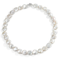 Collier Silber rhodiniert Süsswasserzuchtperlen cremeweiss, 13 mm 45 cm-589415