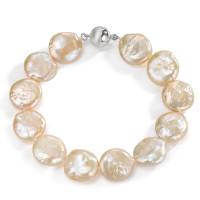 Armband Silber rhodiniert Süsswasserzuchtperlen champagner, 13 mm 20.5 cm-589482