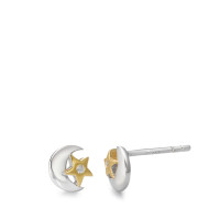 Ohrstecker Silber Zirkonia 2 Steine gelb bicolor Mond-590079