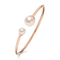 Armreif Edelstahl rosé IP beschichtet shining Pearls cremeweiss, 2 Perlen Ø60 mm-590516