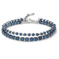 Armband Edelstahl Hämatit blau IP beschichtet 19-22 cm verstellbar