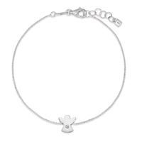 Armband 750/18 K Weissgold Zirkonia Engel 17-18.5 cm verstellbar-590730