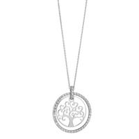 Collier 750/18 K Weissgold Zirkonia Lebensbaum 42 cm Ø18 mm-590745